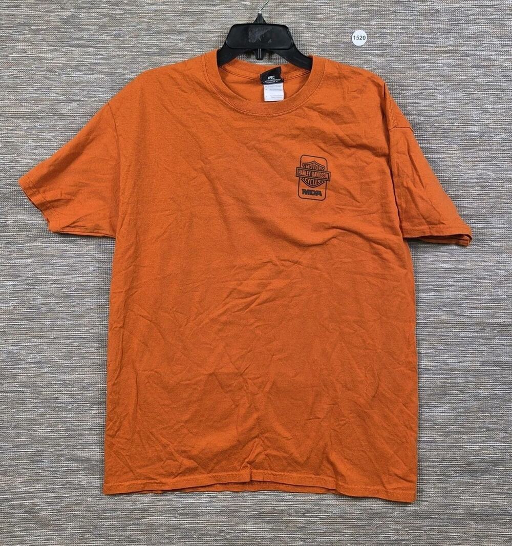 Harley-Davidson Shirt Mens L Orange Kansas City Full Boar MDA 2013 Graphic Tee